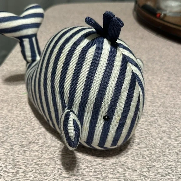 JellyCat London Walter Whale Blue striped Rattle Chime Toy - Picture 2 of 6